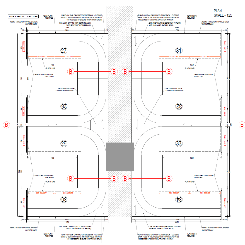 Caravan Manchester banquette seating cad design