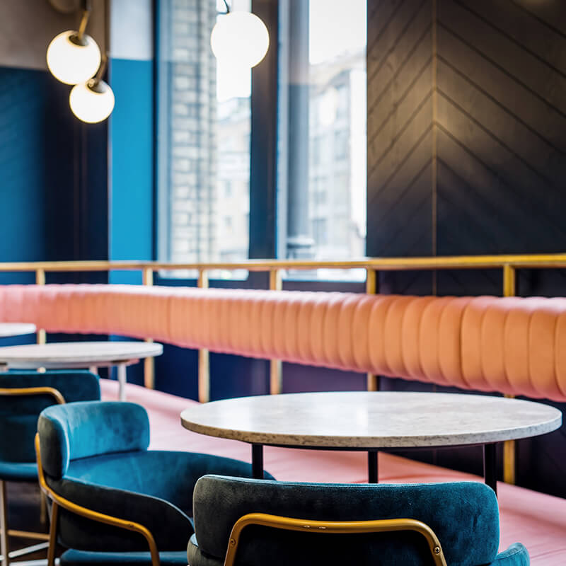 Bespoke Pink Seating with Brass Frame