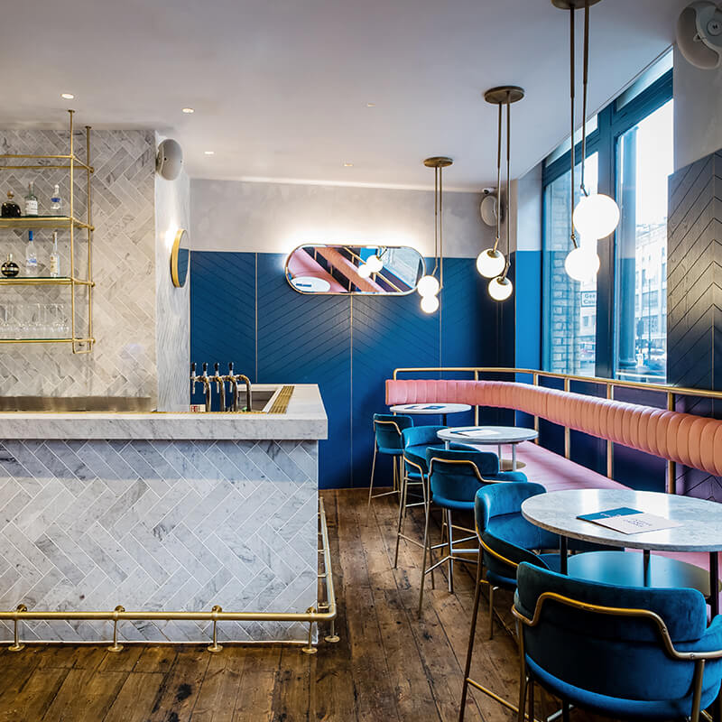 Seating and Bar with Brass Pipework Feature